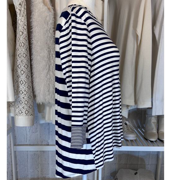 Chico's Women's Sz 1 (Small) Petite Nautical Striped 3/4 Sleeve Blouse - Picture 2 of 6
